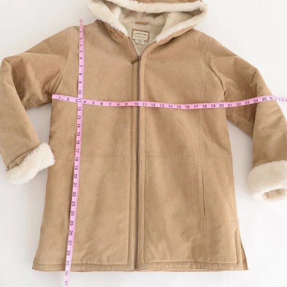 St. John Bay Beige Washable  Suede Aviator Jacket with Hood SM - Picture 5 of 16